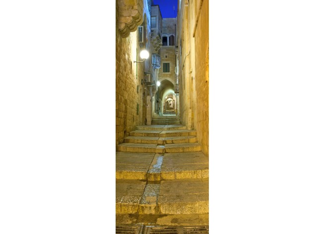 Наклейка на дверь Улица ночью Иерусалиме
